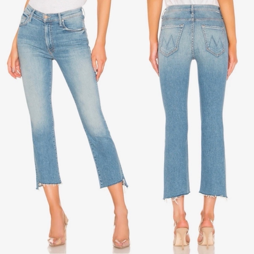 MOTHER- Insider Crop Step Fray Ankle Jeans in Light Wash Shoot to Thrill Size 25